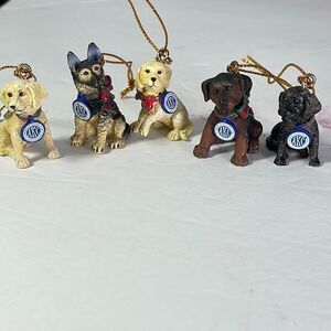 Lot of 5 American Kennel Club  tiny dog ornaments.